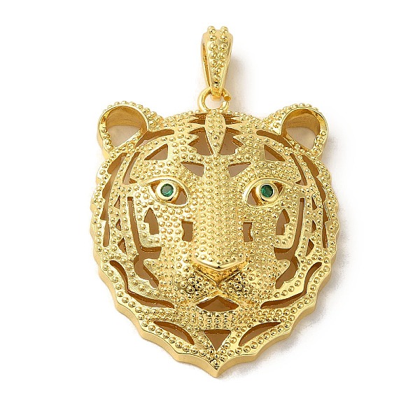 

PandaHall Brass Micro Pave Green Cubic Zirconia Pendants, Real 18K Gold Plated, Tiger, 44.5x36x15mm, Hole: 8x5mm Alloy+Cubic Zirconia Tiger...