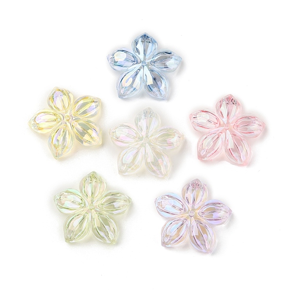 

PandaHall UV Plating Acrylic Beads, Iridescent, Flower, Mixed Color, 28x29x5.5mm, Hole: 1.5mm Acrylic Flower Multicolor