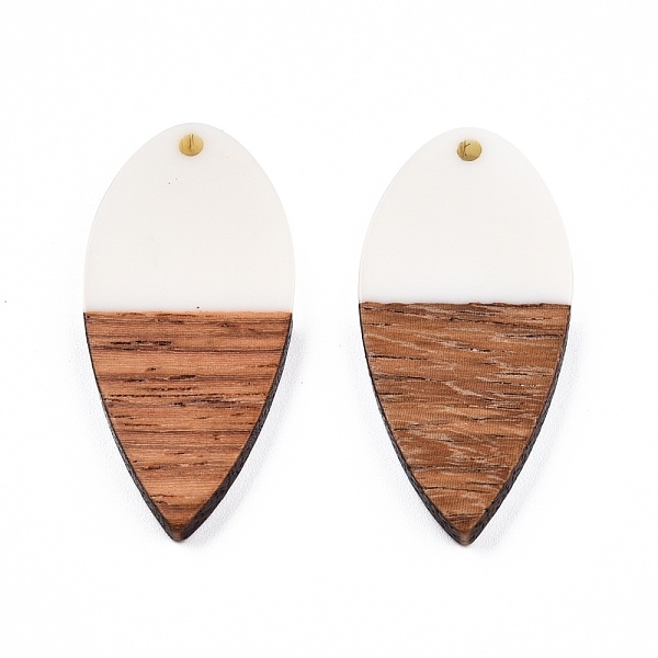 

PandaHall Opaque Resin & Walnut Wood Pendants, Teardrop Shape Charm, White, 38x18x3mm, Hole: 2mm Resin+Wood Teardrop White
