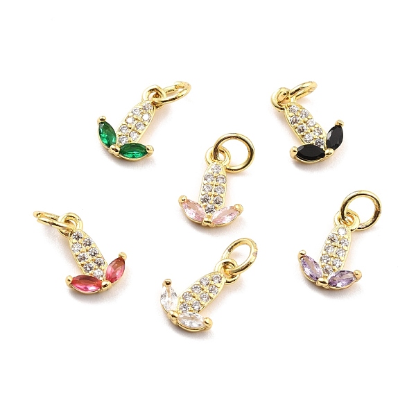 

PandaHall Brass Micro Pave Cubic Zirconia Charms, Real 18K Gold Plated, Cadmium Free & Lead Free, Maize, Mixed Color, 10.5x8x2mm, Hole..., Multicolor