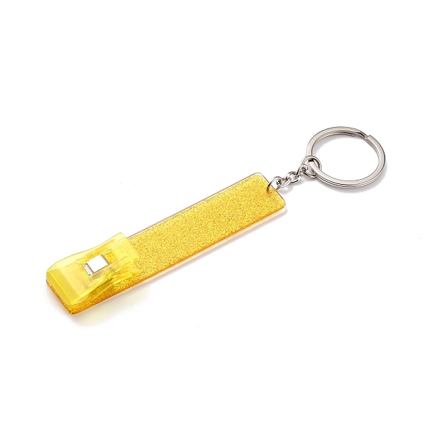 

PandaHall Ferroalloy, Plastic and Acrylic Keychain, with Glitter Powder, Contactless Card Extractor, for Long Nail Card Extractor Keychain..., Yellow