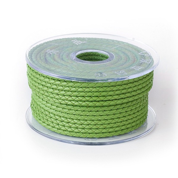 

PandaHall Braided Cowhide Cord, Leather Jewelry Cord, Jewelry DIY Making Material, Green, 3mm, about 5.46 yards(5m)/roll Cowhide Round Green