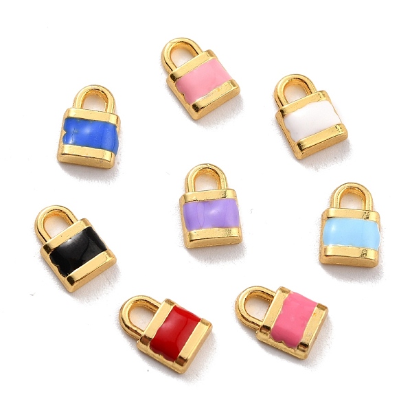 

PandaHall Alloy Pendants, with Enamel, Golden, Lock, Mixed Color, 10.5x7x2.8mm, Hole: 2.4x2.6mm Alloy+Enamel Lock Multicolor