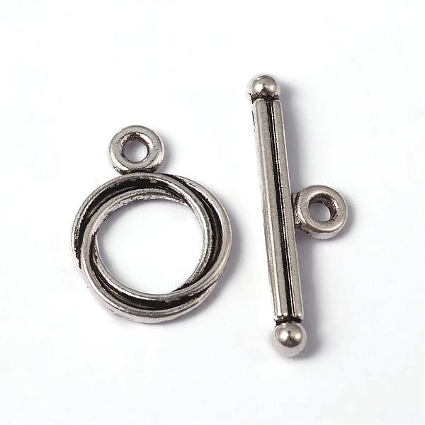 

PandaHall Tibetan Style Alloy Toggle Clasps, Lead Free and Cadmium Free, Ring, Antique Silver, Ring: about 13mm wide, 17mm long, Bar: about...