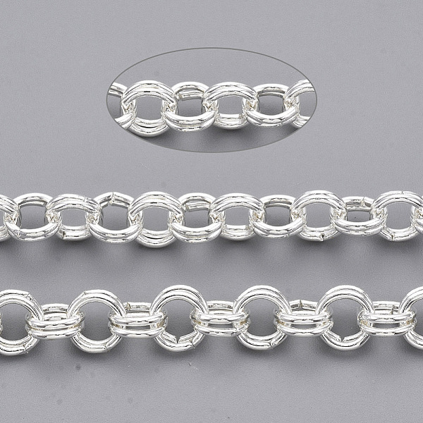 

PandaHall Iron Rolo Chains, Double Link Chains, Unwelded, with Spool, Silver, Link: 6x1mm, about 82.02 Feet(25m)/roll Iron