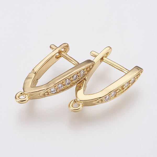 

PandaHall Brass Micro Pave Cubic Zirconia Hoop Earring Findings with Latch Back Closure, Clear, Golden, 18x3.5x12.5mm, Hole: 1.2mm, Pin...