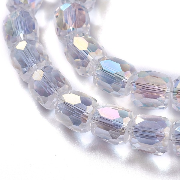

PandaHall AB Color Plated Glass Beads, Faceted Barrel, Clear AB, 10x10mm, Hole: 1mm Glass Barrel White