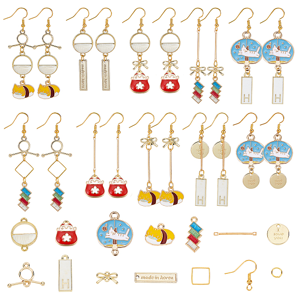 

PandaHall SUNNYCLUE DIY Cartoon Animal Dangle Earring Making Kit, Including Cat & Word & Unicorn & Bowknot & Cross Alloy Pendants & Links..., Multicolor