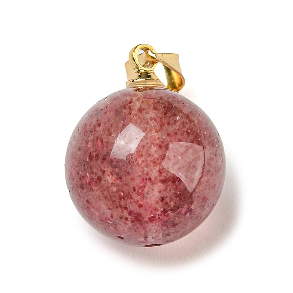 

PandaHall Natural Strawberry Quartz Sphere Pendants, Round Charms with Golden Plated Alloy Snap on Bails, 15.5x12mm, Hole: 3.6x4.8mm...