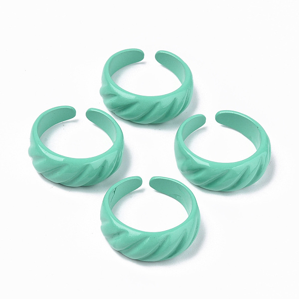 

PandaHall Spray Painted Alloy Cuff Rings, Open Rings, Cadmium Free & Lead Free, Medium Aquamarine, US Size 7 1/4(17.5mm) Alloy