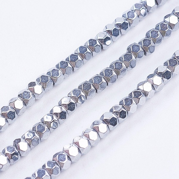 

PandaHall Electroplate Non-Magnetic Synthetic Hematite Beads Strands, Faceted, Rondelle, Platinum Plated, 3x2mm, Hole: 0.5mm, about...