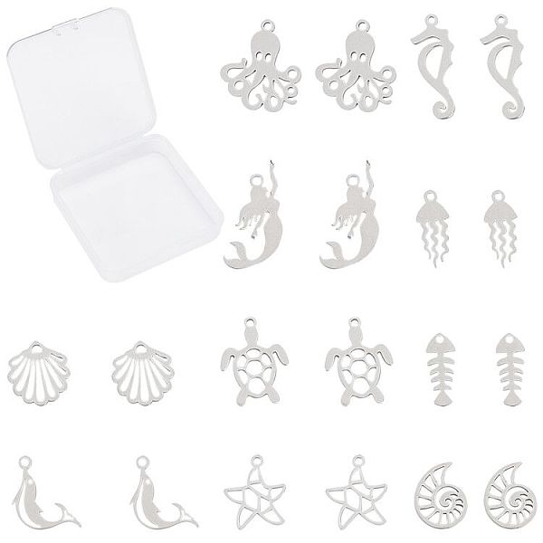 

PandaHall SUNNYCLUE Ocean Theme, Stainless Steel Pendants, Mixed Shapes, Stainless Steel Color, 11.4~24.5x7~17.5x1mm, Hole: 1.4~1.6mm...