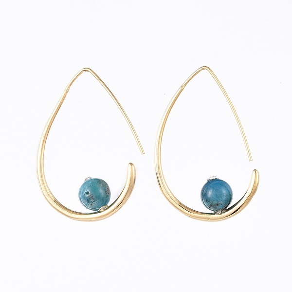 

PandaHall Natural Apatite Dangle Earrings, with Rhinestone, Brass Earring Hook and Cardboard Jewelry Set Boxes, Teardrop, Real 18K Gold...