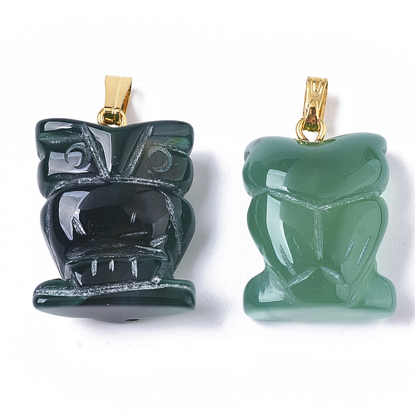 

PandaHall Natural Agate Pendants, with Golden Plated Metal(Brass or Iron Materials Random Delivery) Snap On Bails, Dyed, Owl, Dark Cyan...