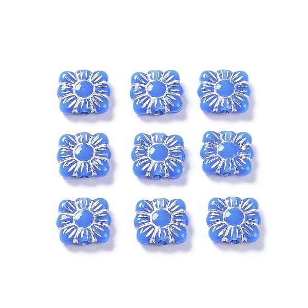 

PandaHall Opaque Acrylic Beads, Metal Enlaced, Square with Flower Pattern, Royal Blue, 9.5~10x10.5~11x3.5mm, Hole: 1.6mm, about 1990pcs/500g...