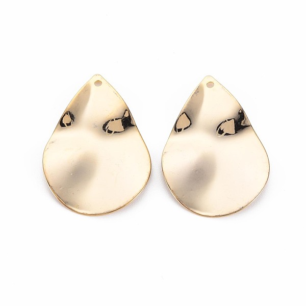 

PandaHall Brass Pendants, Nickel Free, Teardrop, Real 18K Gold Plated, 31.5x21x1.5mm, Hole: 1.4mm Brass Teardrop