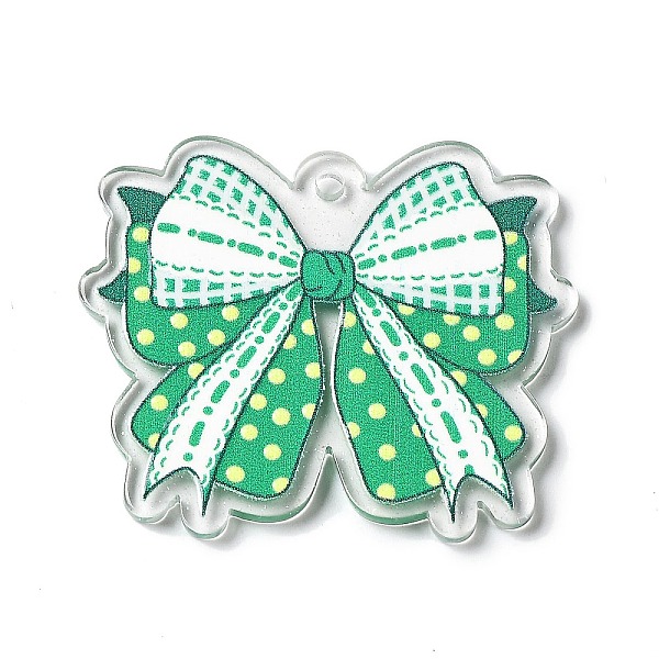 

PandaHall Spray Printed Acrylic Pendants, Bowknot, Lime Green, 34x39.5x2mm, Hole: 2mm Acrylic Bowknot