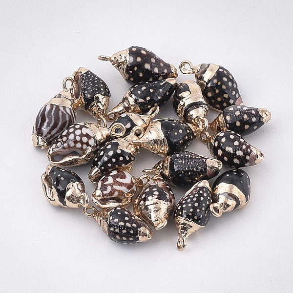 

PandaHall Electroplate Spiral Shell Pendants, with Iron Findings, Golden, Black, 16~20x8~11x7~10mm, Hole: 1.5mm Spiral Shell Shell Shape...