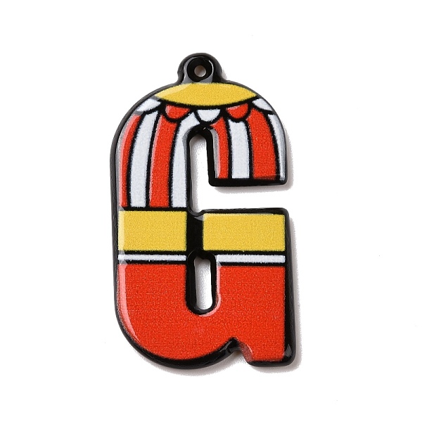 

PandaHall Circus Theme Printed Acrylic Pendants, Joker, Letter Charm, Letter G, 34x18.5x2mm, Hole: 1mm Acrylic Letter G