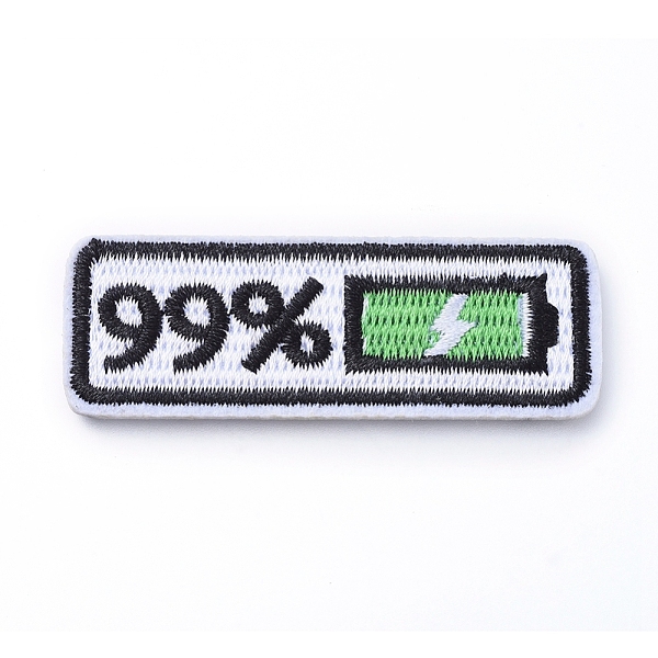 PandaHall Computerized Embroidery Cloth Iron on/Sew on Patches, Costume Accessories, Appliques, Full Battery Icon, Green, 21x61x1.5mm Cloth...