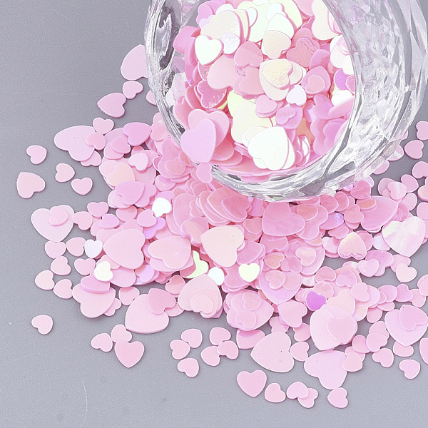 

PandaHall Ornament Accessories, PVC Plastic Paillette/Sequins Beads, Heart, Pearl Pink, 3~5.5x3~5.5x0.4mm PVC Heart Pink