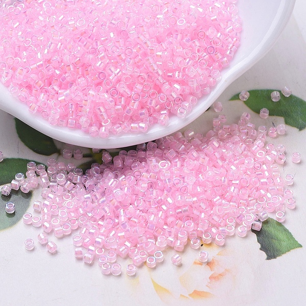 

PandaHall MIYUKI Delica Beads, Cylinder, Japanese Seed Beads, 11/0, (DB0055) Pink Lined Crystal AB, 1.3x1.6mm, Hole: 0.8mm, about...