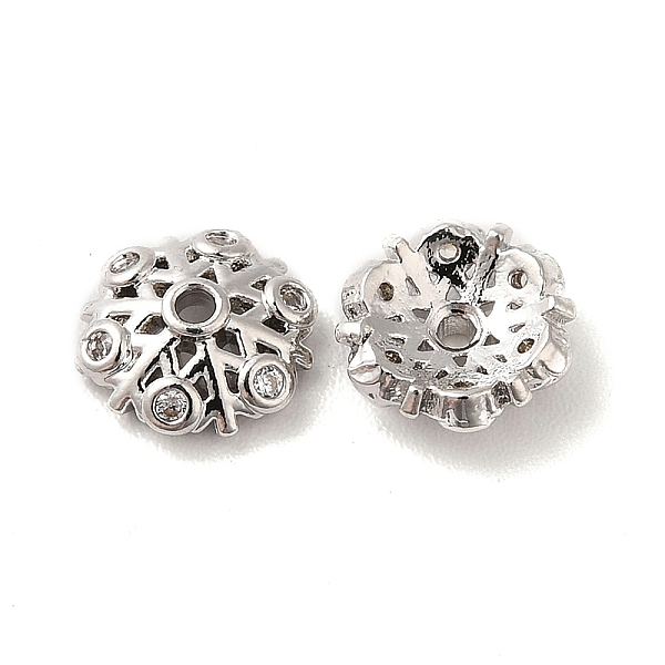 

PandaHall Brass Micro Pave Cubic Zirconia Bead Cap, 6-Petal Flower, Platinum, 7x2.5mm, Hole: 1mm Brass+Cubic Zirconia Clear