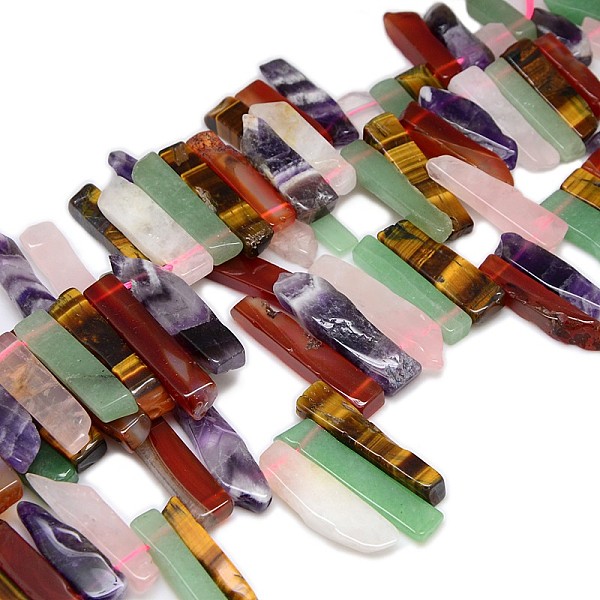 

PandaHall Natural Mixed Gemstone Beads Strands, Irregular Cuboid, Mixed Stone, 15~70x9~12x5~7mm, Hole: 2mm, about 39pcs/strand, 15.74 inch..., Multicolor