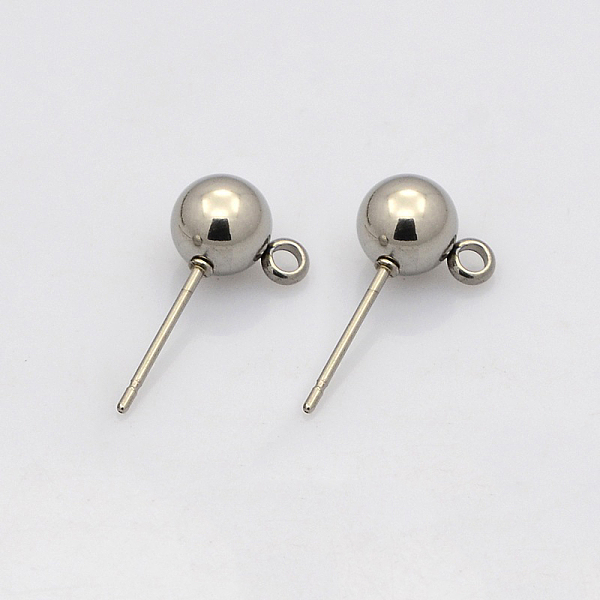 

PandaHall 304 Stainless Steel Stud Earring Findings, with Loop, Earring Posts, Stainless Steel Color, 17x9x6mm, Hole: 1mm, Pin: 0.4mm 304...