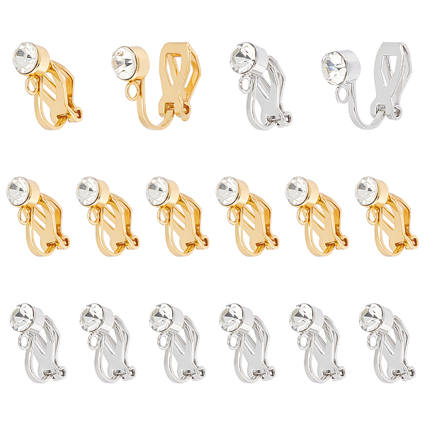 

PandaHall UNICRAFTALE 20Pcs 2 Colors 304 Stainless Steel Clip-On Earrings Clips Findings with Cubic Zirconia Clip-on Earring Converters with..., Clear
