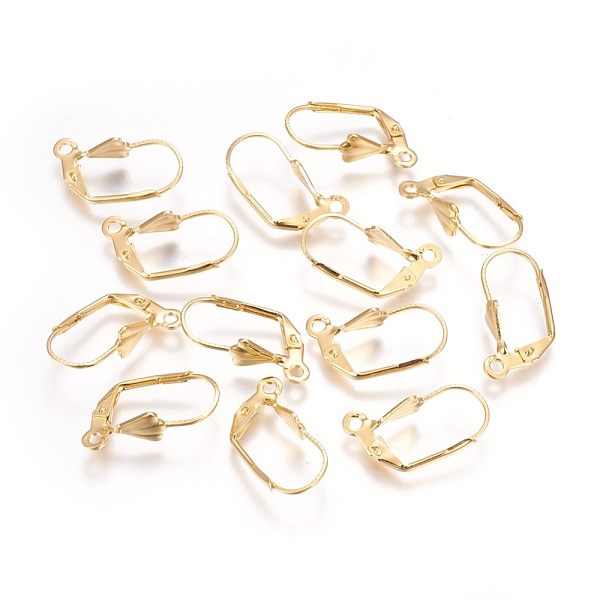 

PandaHall 304 Stainless Steel Leverback Earrings Findings, with Loop, Real 18K Gold Plated, 19x6x12mm, Hole: 1.6mm 304 Stainless Steel