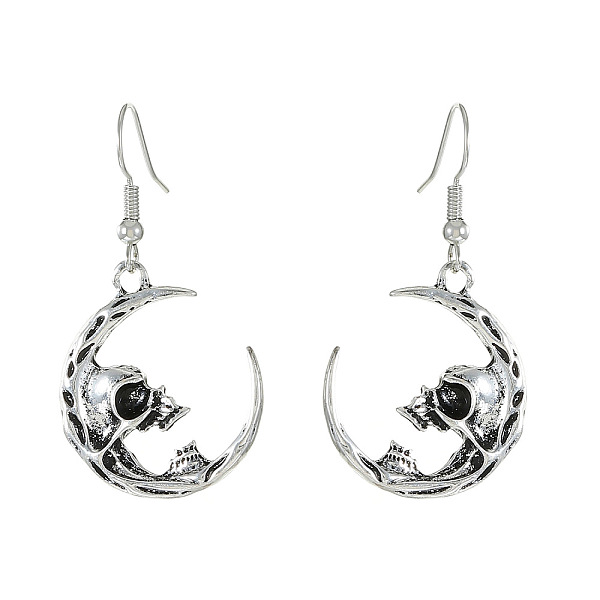 

PandaHall Tibetan Style Alloy Dangle Earrings, Moon, 44x23mm Alloy Moon