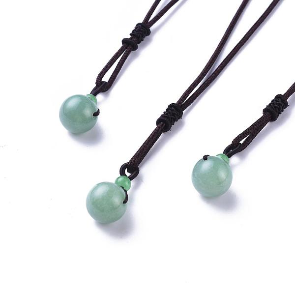 

PandaHall Natural Green Aventurine Pendant Necklaces, with Nylon Cord, Round, 27.55 inch(70cm) Green Aventurine Brown