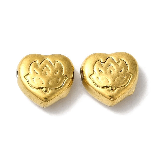 

PandaHall 304 Stainless Steel Beads, Heart with Lotus, Golden, 8x8x4mm, Hole: 1mm 304 Stainless Steel Heart