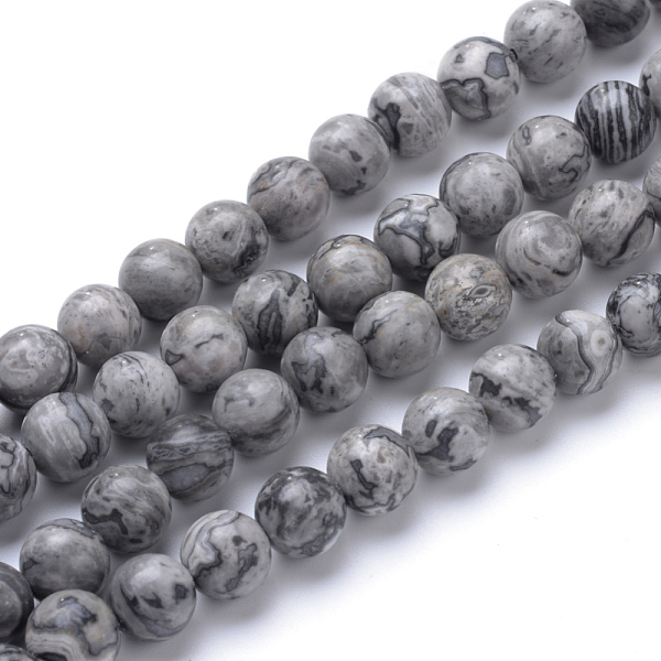 

PandaHall Natural Map Stone/Picasso Stone/Picasso Jasper Bead Strands, Round, 8~9mm, Hole: 1mm, about 46pcs/strand, 15.3 inch Map Stone...