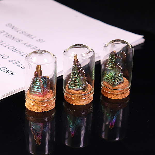 

PandaHall Natural Bismuth Carved Tower Healing Figurines with Glass Bottle, Reiki Stones Statues for Energy Balancing Meditation Therapy...