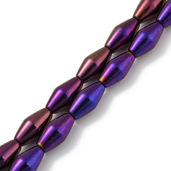 

PandaHall Electroplated Synthetic Non-magnetic Hematite Beads Strands, Bicone, Purple Plated, 6.2~6.5x12~12.5mm, Hole: 1.4mm, about...