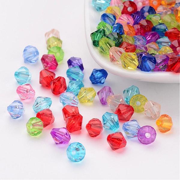 

PandaHall Mixed Color Chunky Dyed Transparent Acrylic Faceted Bicone Spacer Beads for Kids Jewelry, 6mm in diameter, hole: 1mm Acrylic..., Multicolor