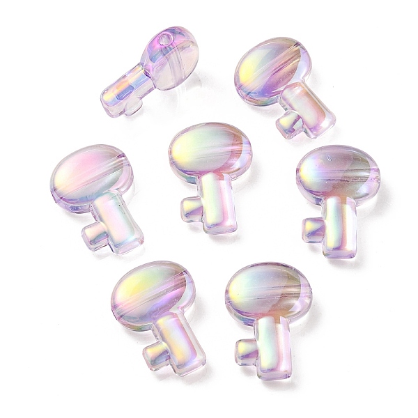 

PandaHall UV Plating Rainbow Iridescent Transparent Acrylic Beads, Key, Medium Purple, 26.5x19x7.5mm, Hole: 2.7mm Acrylic Key