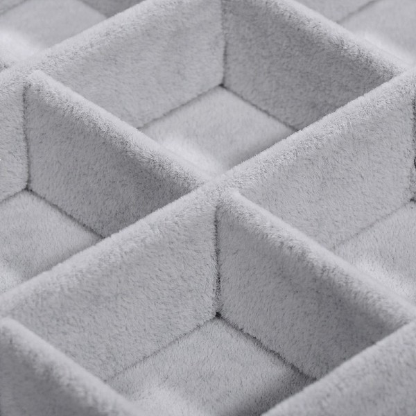 

PandaHall Synthetic Wood Jewelry Displays, Covered with Velvet, 24 Compartments, Cuboid, Light Grey, 350x240x32mm, Compartment: about..., Gray