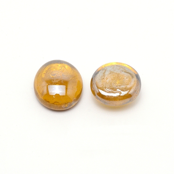

PandaHall Opaque Flat Back Glass Cabochons, Half Round/Dome, for Vase Fillers, Aquarium Decor or Crafts, Goldenrod, 17~19x8.5mm, about..., Gold