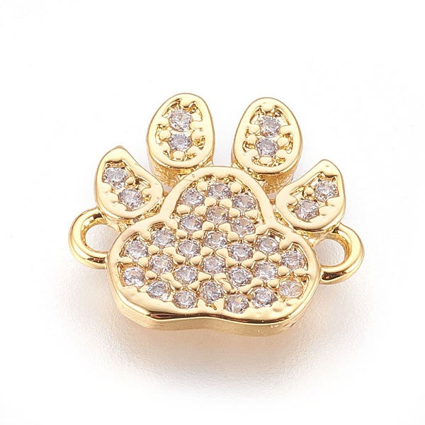 

PandaHall Brass Micro Pave Cubic Zirconia Links, Footprint, Clear, Real 18K Gold Plated, 11.5x13x1.5mm, Hole: 1.2mm Brass+Cubic Zirconia...