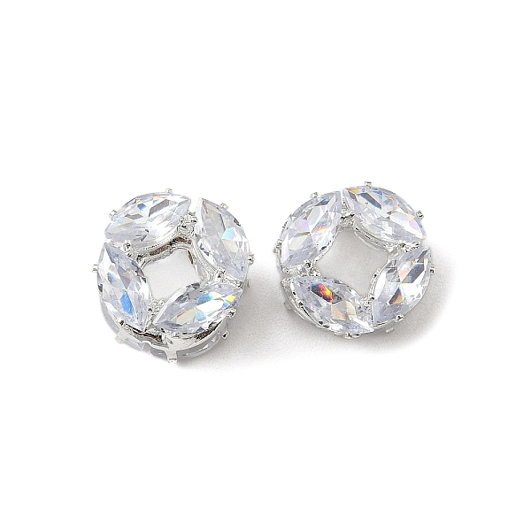 Brass Micro Pave Cubic Zirconia Beads