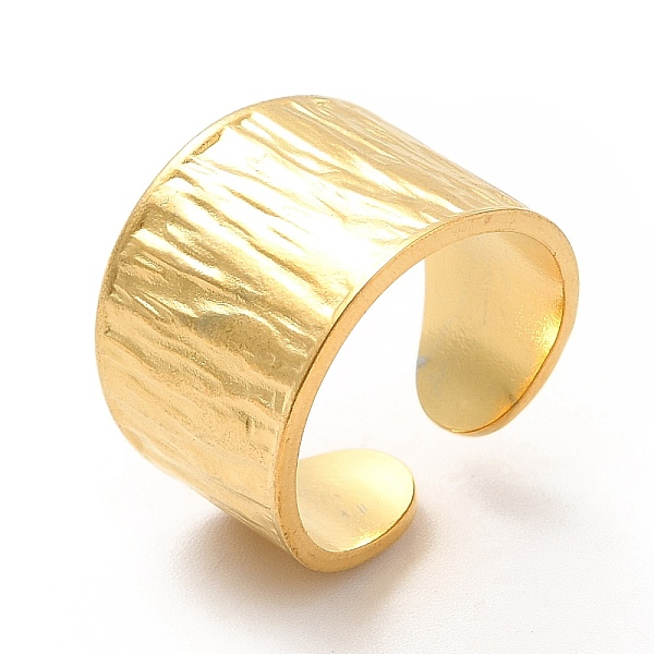 

PandaHall Ion Plating(IP) 304 Stainless Steel Textured Wide Band Open Cuff Ring for Women, Real 18K Gold Plated, US Size 6 1/2(16.9mm)...