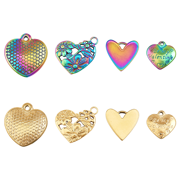 

PandaHall CHGCRAFT 8Pcs 8 Style 304 Stainless Steel Pendants, Heart, Mixed Color, 17~26x17~25x2.5mm, Hole: 1.6~3mm, 1pc/style 304 Stainless...