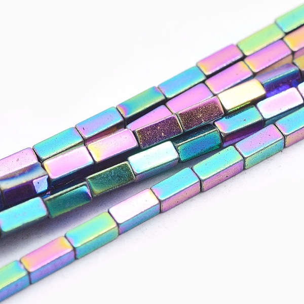 

PandaHall Electroplate Non-magnetic Synthetic Hematite Beads Strands, Vacuum Plating, Cuboid, Multi-color Plated, 3x1x1mm, Hole: 0.5mm...