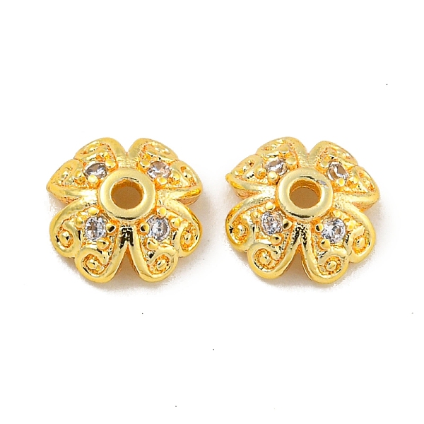

PandaHall Rack Plating Brass Micro Pave Clear Cubic Zirconia Bead Caps, Long-Lasting Plated, Lead Free & Cadmium Free, Flower, Real 18K Gold...