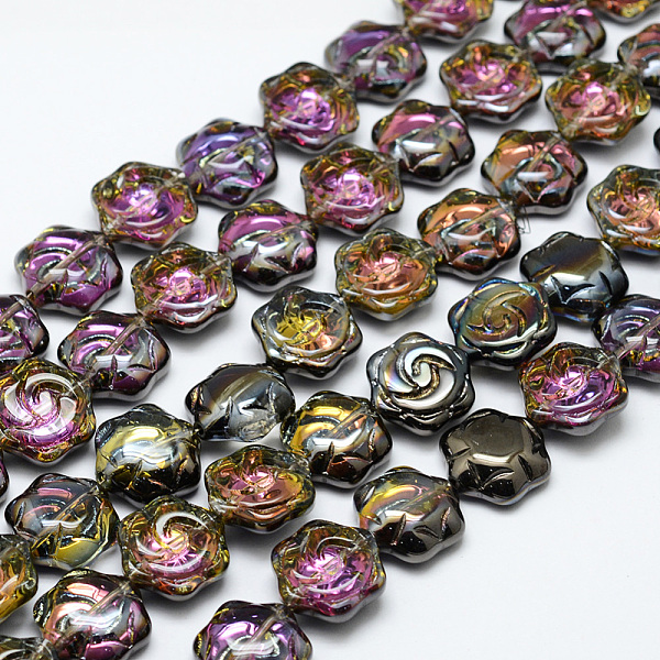 

PandaHall Electroplate Glass Beads Strands, Half Plated, Flower, Hematite Plated, 15.5x14.5x6mm, Hole: 1.5mm, about 43pcs/strand, 24.8 inch...