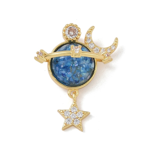 

PandaHall Rack Plating Brass Micro Pave Cubic Zirconia Pendants, with Resin, Lead Free & Cadmium Free, Long-Lasting Plated, Planet, Real 18K..., Clear