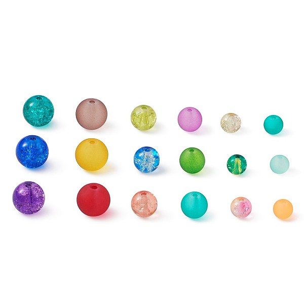 

PandaHall Transparent Frosted Glass Beads and Transparent Crackle Glass Beads, Round, Mixed Color, 6~7mm/8mm/10mm, Hole: 1~1.6mm, 600pcs/set..., Multicolor